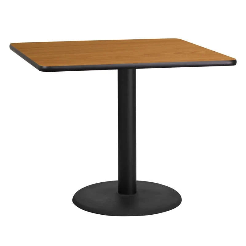 36'' Square Black Laminate Table Top with 24'' Round Table Height Base [XU-BLKTB-3636-TR24-GG] Pie's Variety Store