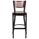 HERCULES Series Black Slat Back Metal Restaurant Barstool - Mahogany Wood Back & Seat [XU-DG-6H1B-MAH-BAR-MTL-GG] Pie's Variety Store