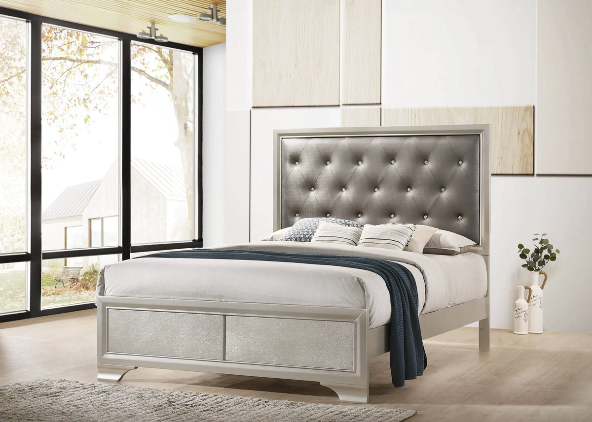 Salford Eastern King Panel Bed Metallic Sterling And Charcoal Grey - 222721KE Pie's Variety Store