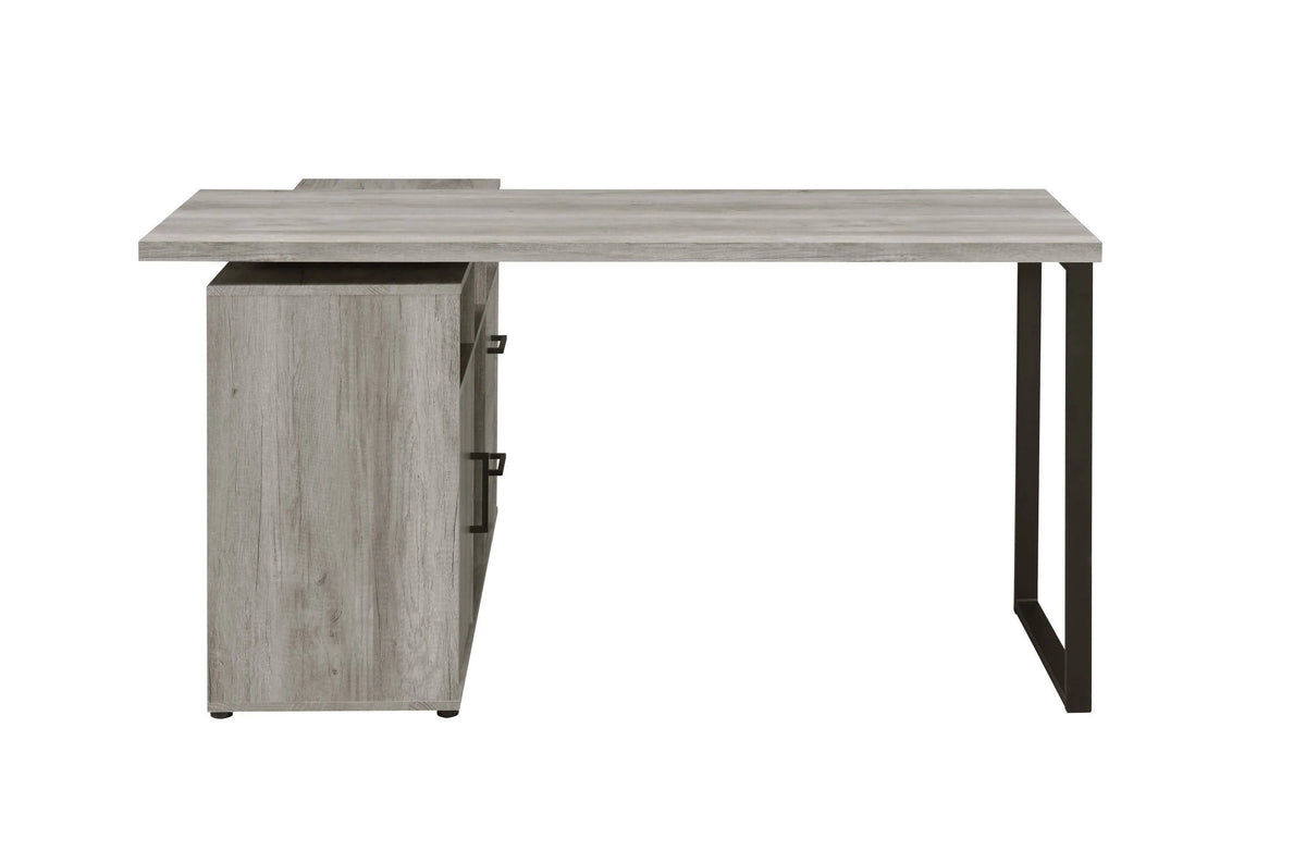 Hertford L-Shape Office Desk With Storage Grey Driftwood - 804462 Pie's Variety Store