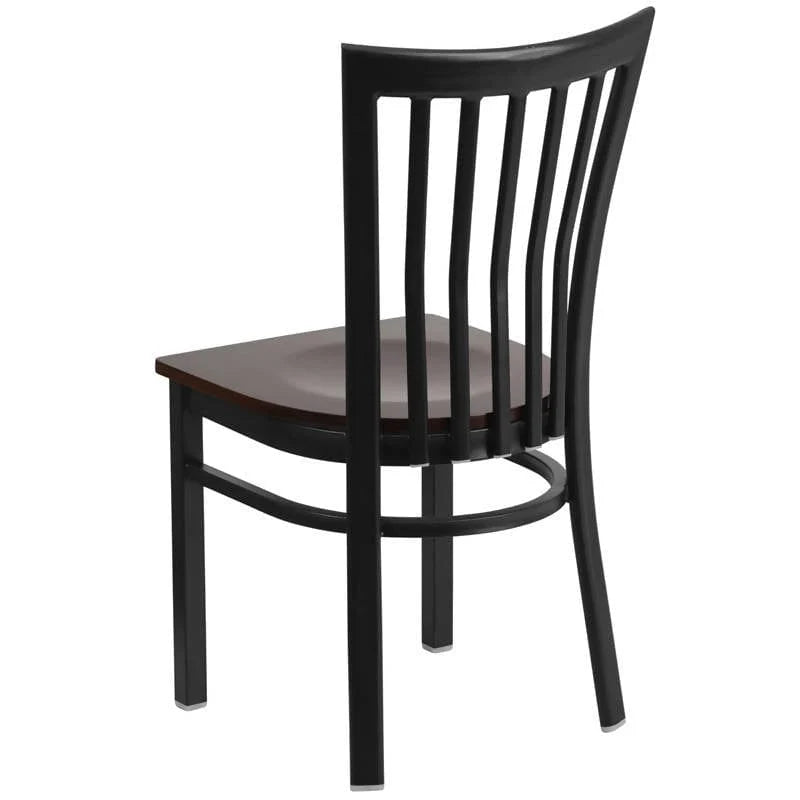 HERCULES Series Black School House Back Metal Restaurant Chair - Cherry Wood Seat [XU-DG6Q4BSCH-CHYW-GG] Pie's Variety Store