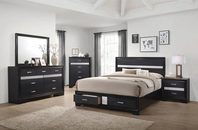 Miranda Queen 2-Drawer Storage Bed Black 4PC Set - SET4PC206361Q Pie's Variety Store