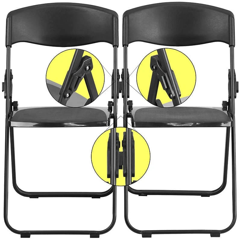 2 Pk. HERCULES Series 500 lb. Capacity Heavy Duty Black Plastic Folding Chair with Built-in Ganging Brackets [2-RUT-I-BLACK-GG] Fl Furniture