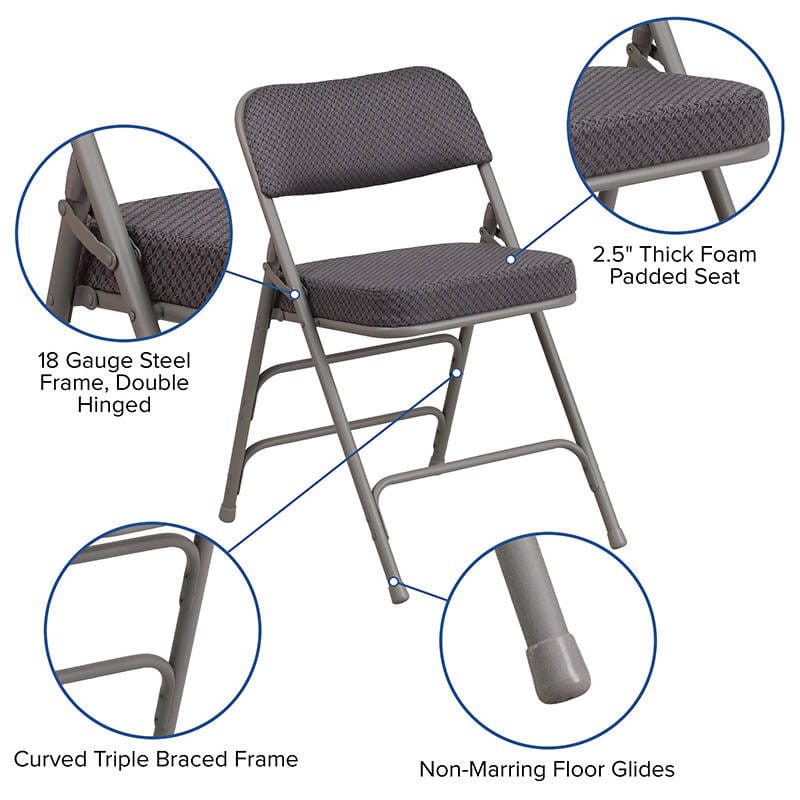 HERCULES Series Premium Curved Triple Braced & Double Hinged Burgundy Fabric Metal Folding Chair [AW-MC320AF-BG-GG] Pie's Variety Store