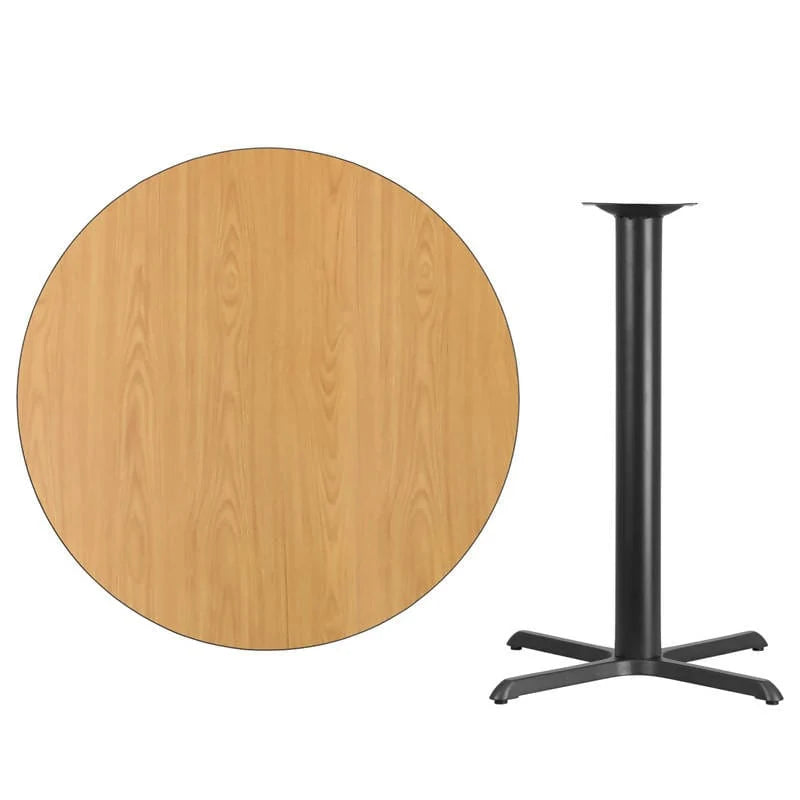 42'' Round Black Laminate Table Top with 33'' x 33'' Bar Height Table Base [XU-RD-42-BLKTB-T3333B-GG] Pie's Variety Store