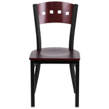 HERCULES Series Black 4 Square Back Metal Restaurant Chair - Mahogany Wood Back & Seat [XU-DG-6Y1B-MAH-MTL-GG] Pie's Variety Store