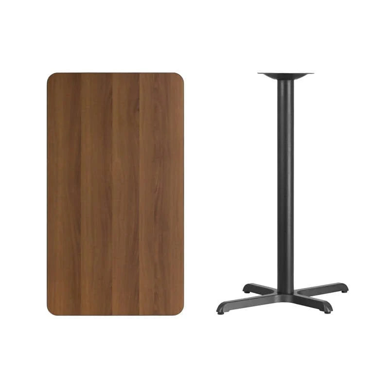 24'' x 42'' Rectangular Black Laminate Table Top with 23.5'' x 29.5'' Bar Height Table Base [XU-BLKTB-2442-T2230B-GG] Fl Furniture