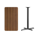 24'' x 42'' Rectangular Black Laminate Table Top with 23.5'' x 29.5'' Bar Height Table Base [XU-BLKTB-2442-T2230B-GG] Fl Furniture