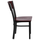 HERCULES Series Black 4 Square Back Metal Restaurant Chair - Mahogany Wood Back & Seat [XU-DG-6Y1B-MAH-MTL-GG] Pie's Variety Store