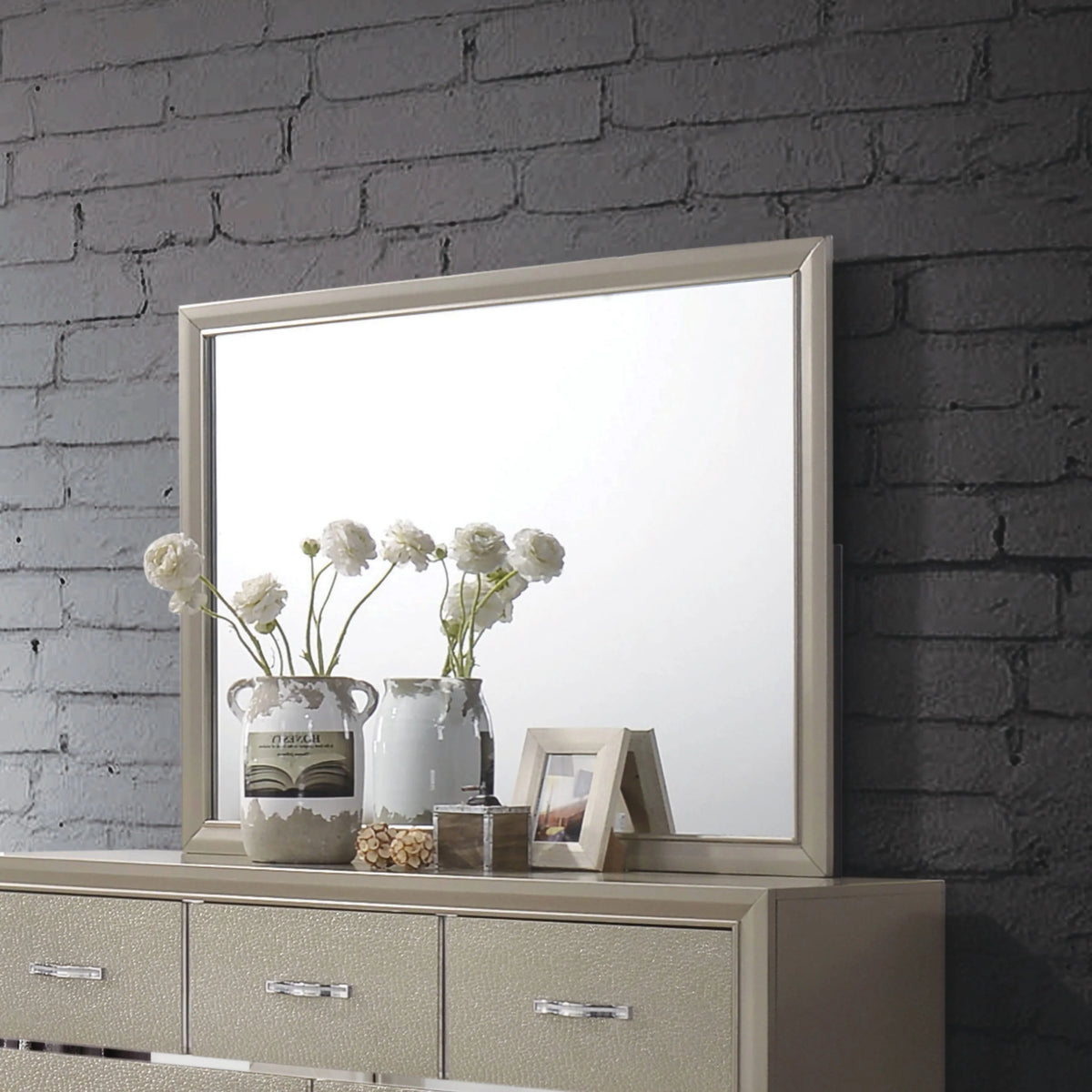 Beaumont Rectangular Mirror Champagne - 205294 Pie's Variety Store