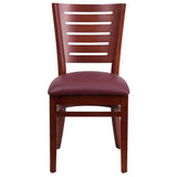 Darby Series Slat Back Mahogany Wood Restaurant Chair - Black Vinyl Seat [XU-DG-W0108-MAH-BLKV-GG] Pie's Variety Store