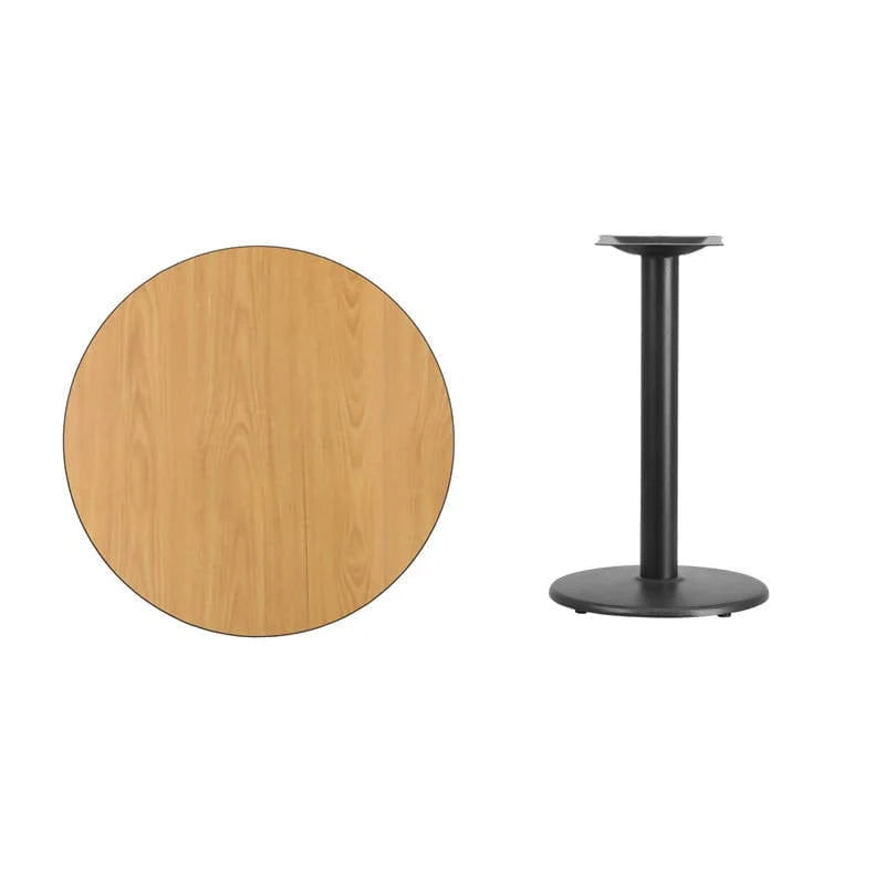 30'' Round Black Laminate Table Top with 18'' Round Table Height Base [XU-RD-30-BLKTB-TR18-GG] Fl Furniture