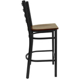 HERCULES Series Black Ladder Back Metal Restaurant Barstool - Cherry Wood Seat [XU-DG697BLAD-BAR-CHYW-GG] Pie's Variety Store