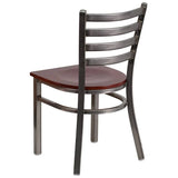 HERCULES Series Clear Coated Ladder Back Metal Restaurant Chair - Cherry Wood Seat [XU-DG694BLAD-CLR-CHYW-GG] Pie's Variety Store