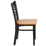 HERCULES Series Black ''X'' Back Metal Restaurant Chair - Cherry Wood Seat [XU-6FOBXBK-CHYW-GG] Pie's Variety Store