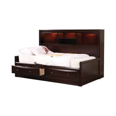 Phoenix Twin Daybed With Bookcase And Storage Drawers Cappuccino - 400410T Pie's Variety Store