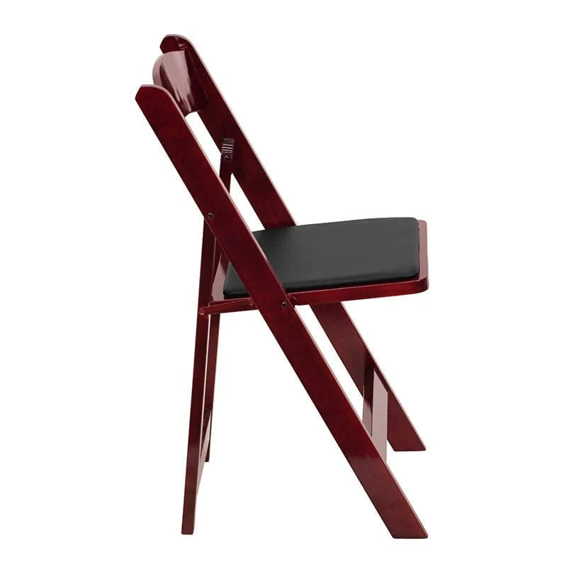 2 Pk. HERCULES Series Mahogany Wood Folding Chair with Vinyl Padded Seat [2-XF-2903-MAH-WOOD-GG] Fl Furniture