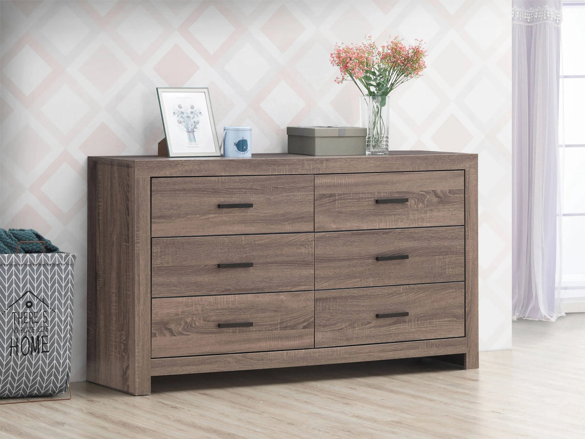 Brantford Queen Panel Bed Barrel Oak 4PC Set - SET4PC207041Q Pie's Variety Store