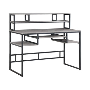 Mandy Computer Desk With Keyboard Tray Weathered Taupe And Gunmetal - 802488 coastmega