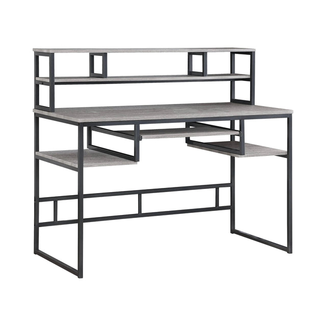 Mandy Computer Desk With Keyboard Tray Weathered Taupe And Gunmetal - 802488 coastmega