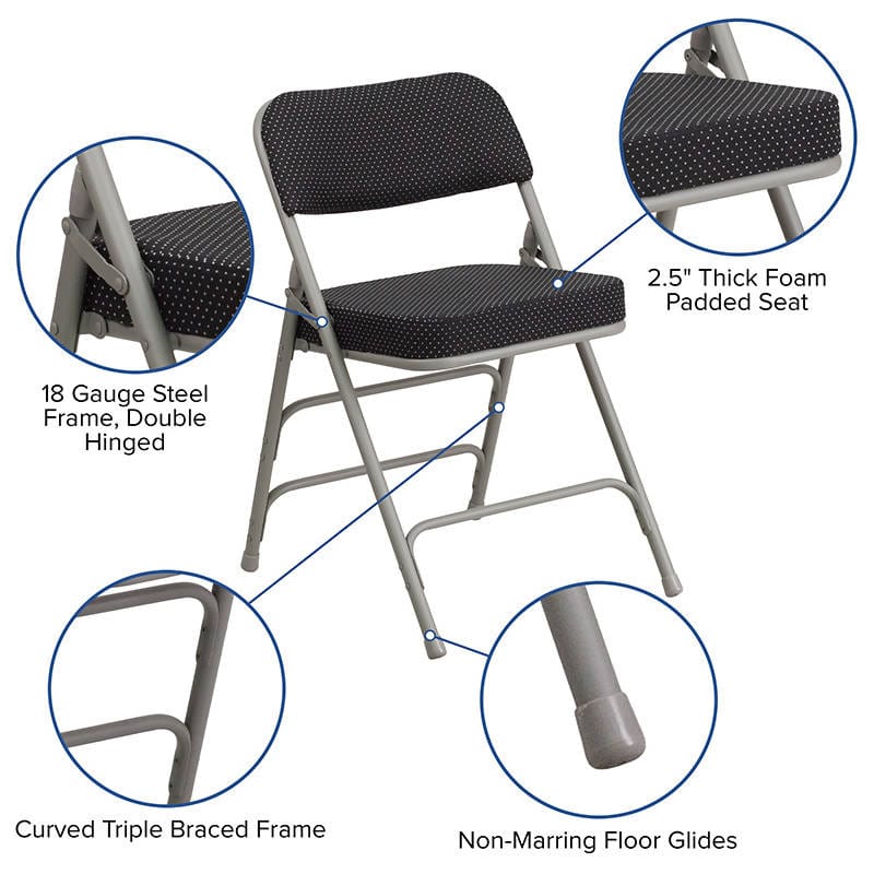 HERCULES Series Premium Curved Triple Braced & Double Hinged Burgundy Fabric Metal Folding Chair [AW-MC320AF-BG-GG] Pie's Variety Store