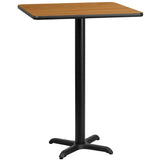 30'' Square Black Laminate Table Top with 22'' x 22'' Bar Height Table Base [XU-BLKTB-3030-T2222B-GG] Fl Furniture