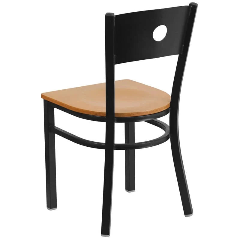 HERCULES Series Black Circle Back Metal Restaurant Chair - Cherry Wood Seat [XU-DG-60119-CIR-CHYW-GG] Pie's Variety Store