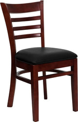 HERCULES Series Ladder Back Mahogany Wood Restaurant Chair - Black Vinyl Seat [XU-DGW0005LAD-MAH-BLKV-GG] Pie's Variety Store