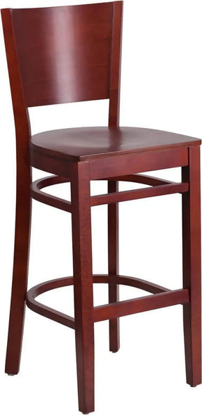 Lacey Series Solid Back Mahogany Wood Restaurant Barstool [XU-DG-W0094BAR-MAH-MAH-GG] Pie's Variety Store
