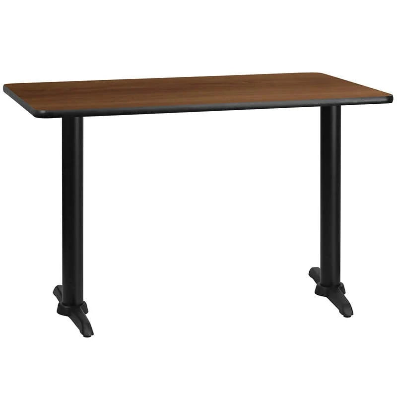 30'' x 48'' Rectangular Black Laminate Table Top with 5'' x 22'' Table Height Bases [XU-BLKTB-3048-T0522-GG] Pie's Variety Store