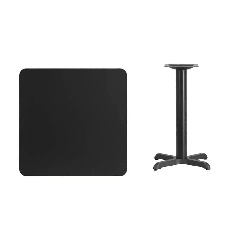 30'' Square Black Laminate Table Top with 22'' x 22'' Table Height Base [XU-BLKTB-3030-T2222-GG] Fl Furniture