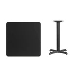 30'' Square Black Laminate Table Top with 22'' x 22'' Table Height Base [XU-BLKTB-3030-T2222-GG] Fl Furniture