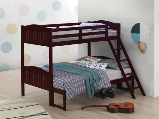 Littleton Twin/Full Bunk Bed With Ladder Espresso - 405054BRN A-Z Store Nadia