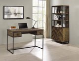 Millbrook 2-Door Bookcase Rustic Oak Herringbone And Gunmetal - 882093 Pie's Variety Store