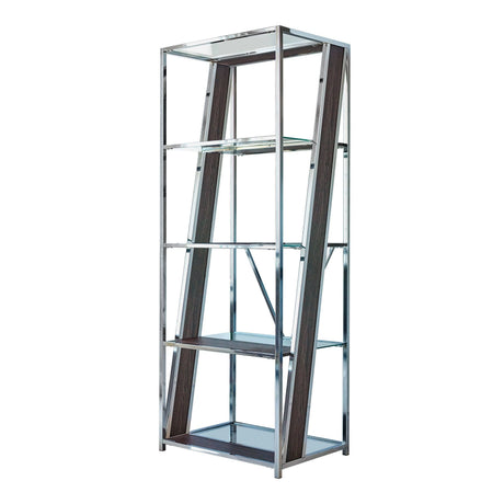 Alamosa 4-Tier Bookcase With Glass Shelf Chrome Place it in an entryway