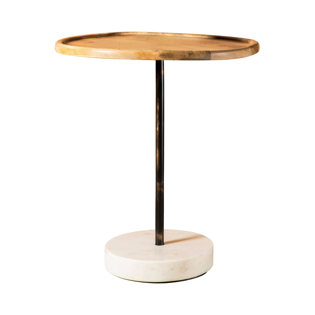 Round Wooden Top Accent Table Natural And White - 935881 Pie's Variety Store