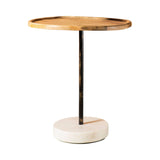 Round Wooden Top Accent Table Natural And White - 935881 Pie's Variety Store