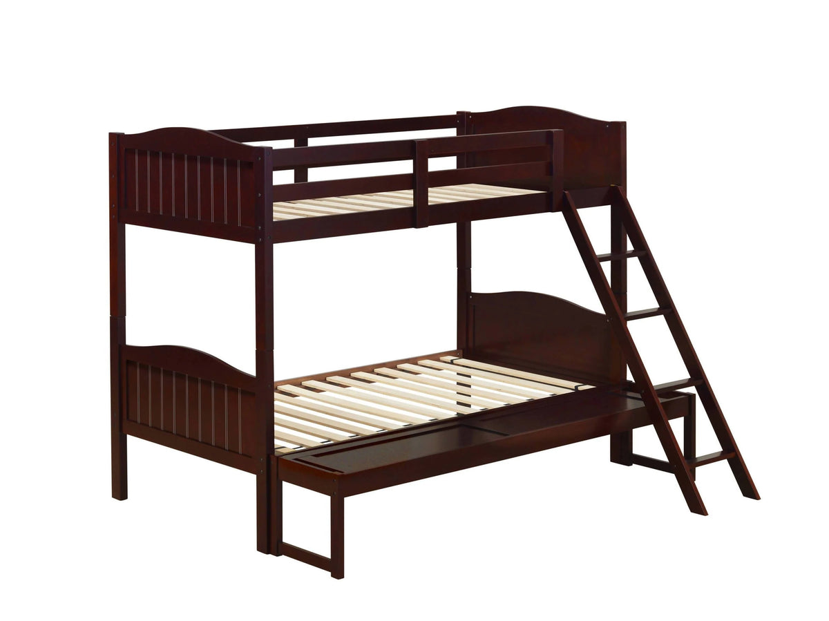 Littleton Twin/Full Bunk Bed With Ladder Espresso - 405054BRN A-Z Store Nadia