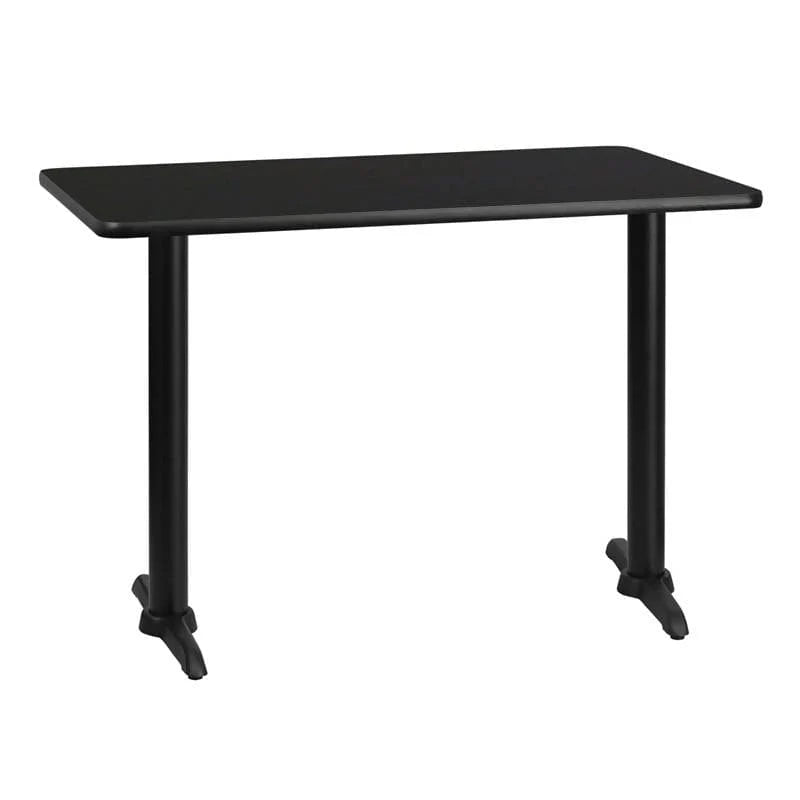 30'' x 42'' Rectangular Black Laminate Table Top with 5'' x 22'' Table Height Bases [XU-BLKTB-3042-T0522-GG] Fl Furniture