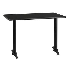 30'' x 42'' Rectangular Black Laminate Table Top with 5'' x 22'' Table Height Bases [XU-BLKTB-3042-T0522-GG] Fl Furniture