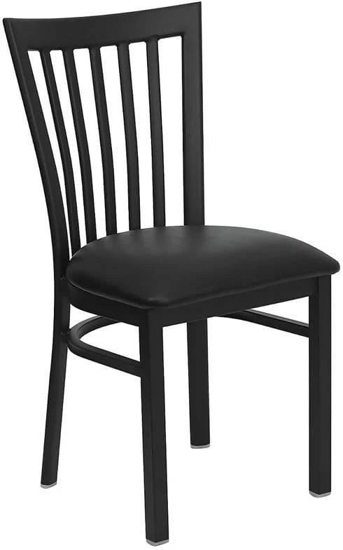 HERCULES Series Black School House Back Metal Restaurant Chair - Black Vinyl Seat [XU-DG6Q4BSCH-BLKV-GG] Pie's Variety Store