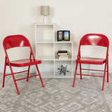 HERCULES Series Double Braced Black Metal Folding Chair Set of 2 [BD-F002-BK-GG] Pie's Variety Store
