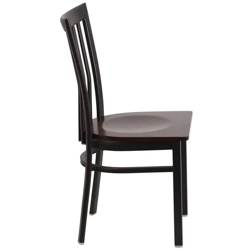 HERCULES Series Black School House Back Metal Restaurant Chair - Cherry Wood Seat [XU-DG6Q4BSCH-CHYW-GG] Pie's Variety Store