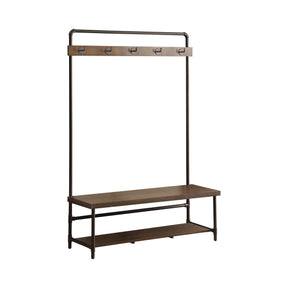 Hall Tree With 5 Coat Hooks Chestnut And Dark Bronze - 902921 Pie's Variety Store