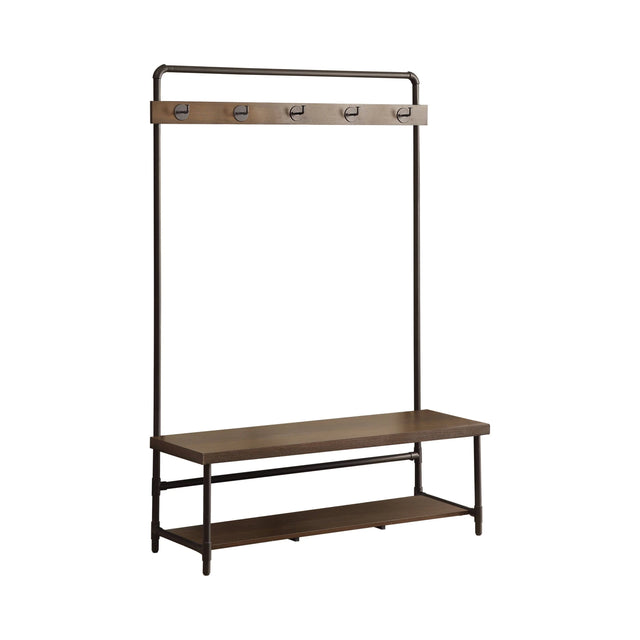 Hall Tree With 5 Coat Hooks Chestnut And Dark Bronze - 902921 Pie's Variety Store