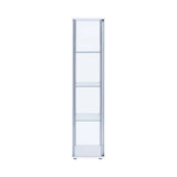 Rectangular 4-Shelf Curio Cabinet White And Clear -Sleek and tall