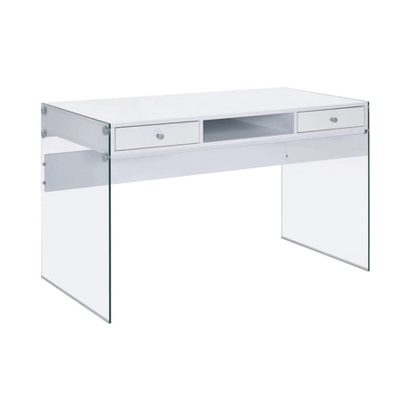 Dobrev 2-Drawer Writing Desk Weathered Grey And Clear - 800818 coastmega