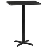 24'' x 30'' Rectangular Black Laminate Table Top with 22'' x 22'' Bar Height Table Base [XU-BLKTB-2430-T2222B-GG] Fl Furniture