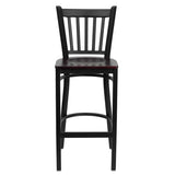 HERCULES Series Black Vertical Back Metal Restaurant Barstool - Cherry Wood Seat [XU-DG-6R6B-VRT-BAR-CHYW-GG] Pie's Variety Store