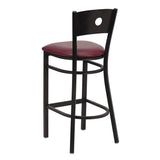 HERCULES Series Black Circle Back Metal Restaurant Barstool - Black Vinyl Seat [XU-DG-60120-CIR-BAR-BLKV-GG] Pie's Variety Store